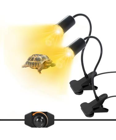 2 pieces turtle heat lamp reptiles terrarium lamp with 240cm cable UV heat spot lamp with clip for aquarium reptiles E27 reptiles heating lamp aquarium animals snake chameleon (no light bulb) black turtles heat lamp
