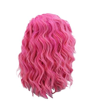 Wig Women Long Hair Pink Curly Cosplay Women Brazilian Long Wavy Synthetic Hair 70s 80s 60s 50s