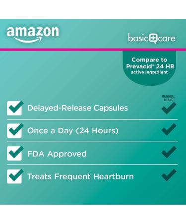 Amazon Basic Care Lansoprazole 15mg Capsules - 42 Count Pack - Proton Pump Inhibitor for Frequent Heartburn Treatment - Buy Online on GoSupps.com