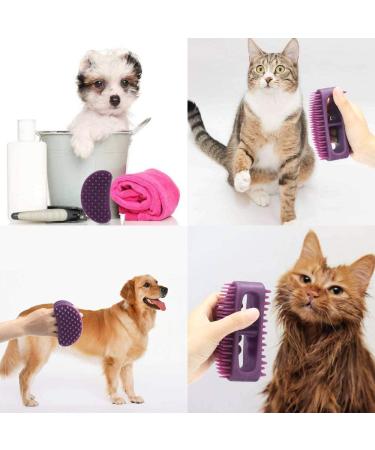 Famobest Soft Silicone Dog & Cat Grooming Brush | Pet Bath & Massage Tool for Short or Long Hair | Slicker Shedding Brush for All Sizes | Purple - Buy Online on GoSupps.com