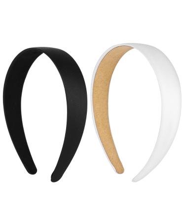 Wllhyf 2 pieces of satin stirring tapes 2.5 cm wide hard headband fashionable solid stand slide slipproof monotonous hair straps Diy hair jewelry for women girls halloween Christmas (black+white) - Buy Online on GoSupps.com