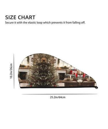 Farmhouse Christmas Pattern Coral Velvet Dry Hair Cap | Perfect for Home Travel & Pool Parties - Buy Online on GoSupps.com