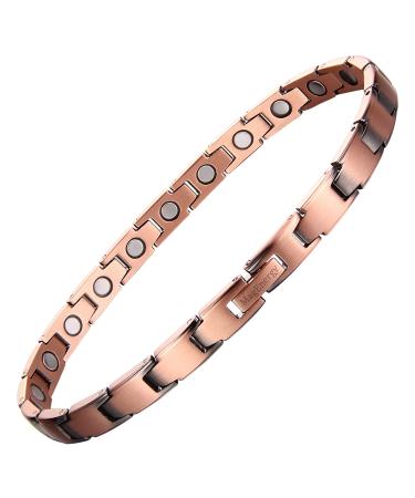 MagEnergy Copper Bracelet Copper Magnetic Bracelets for Women Lymph Detox Copper Links Bracelet for Women Adjustable with Strong Magnets Copper Bracelet D