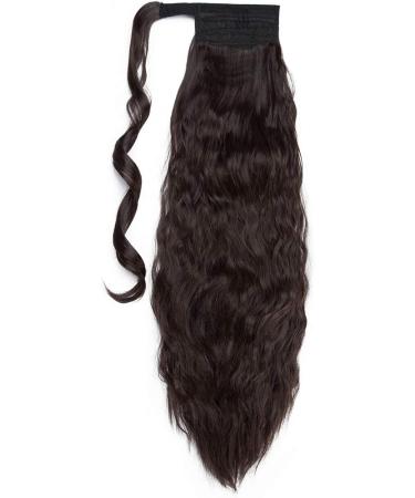 20 Real Long Corn Wave Ponytail Clip in Hair Extension for Women - Dark Brown 20 Inch - Wavy Wrap Around Hairpiece - Buy Online on GoSupps.com