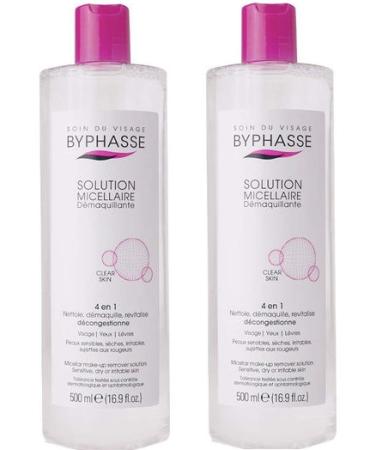 Byphasse Solution micellaire d maquillante pour peaux sensibles - 500 ml - Lot de 2
