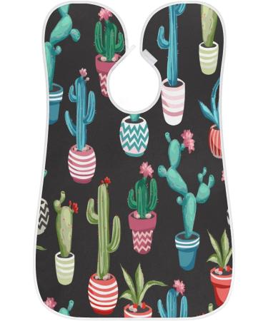 Beard Bib Apron for Men | Non-Stick Waterproof Hair Catcher | Grooming Cape with Watercolor Cactus Flower - Buy Online on GoSupps.com