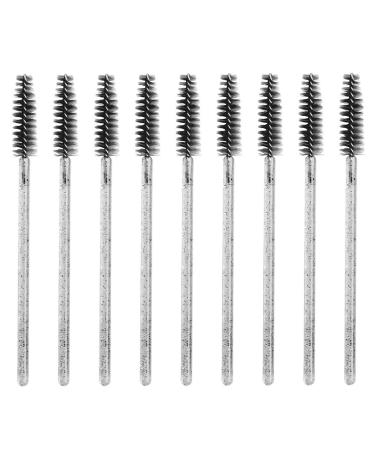 ReaZX Disposable Mascara Wand Eyebrow Eyelash Spoolie Brush for Extensions Crystal Pink Eyelash Brushes for Eyebrow Castor Oil Brush 100 Pcs (Black) 10 cm