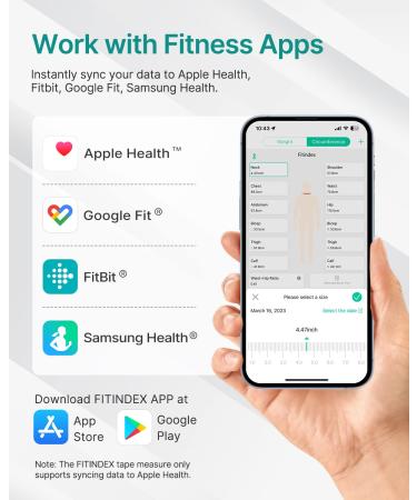 FITINDEX Smart Body Fat Scale with Tape Measure and APP, Bluetooth BMI Weighing Machine and Body Composition Analyzer - Buy Online on GoSupps.com