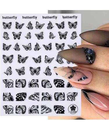Butterfly Nail Art Stickers - 12 Sheets Self-Adhesive Nail Foils for DIY Nail Decoration - Buy Online on GoSupps.com