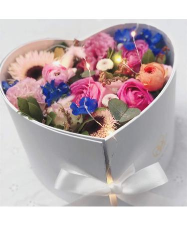 BBJWRAPS Heart Shaped Flower Box with Lid - Luxury Paper Mache Gift Box for Florist Deliveries - 9x8x6.5 inches (White) - Buy Online on GoSupps.com