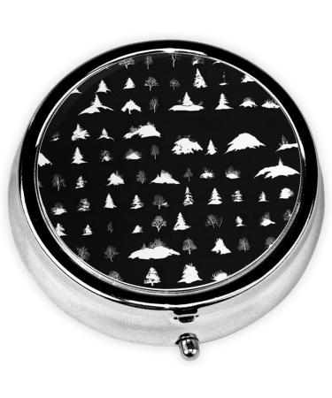 Buy Black & White Trees Round Pill Box - 3 Compartment Portable Medicine Organizer for Travel | Decorative Pill Case - Buy Online on GoSupps.com