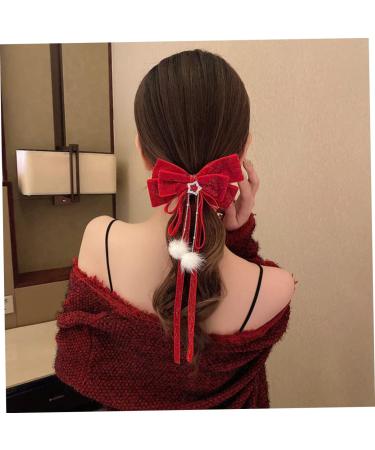 minkissy Hairpin Hair Bow for Women Bow Barrettes Women Bowknot Barrette Satin Bow Hair Barrette Hair Accessories for Girls Red Christmas Bow Bows for Women Child Princess Metal Headband - Buy Online on GoSupps.com