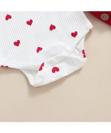 MoccyBabeLee Baby Girl Clothes Set | Long Sleeve Flower Bodysuit Romper | Corduroy Overall Dress | 6-9 Months Red - Buy Online on GoSupps.com