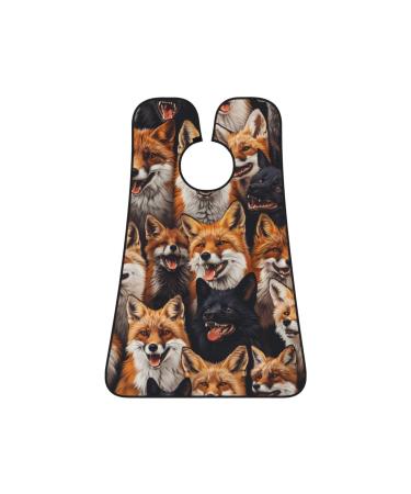 A pattern of foxs Print Beard Bib Apron Non-Stick Beard Men's Hair Catcher for Shaving Gifts for Men. One Size Black4