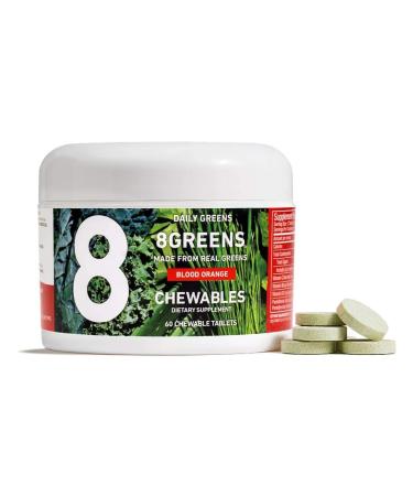 8Greens World's First Green Chewable Made from Real Greens to Support Immunity & Energy (Blood Orange 60 Count) 60 Count (Pack of 1)