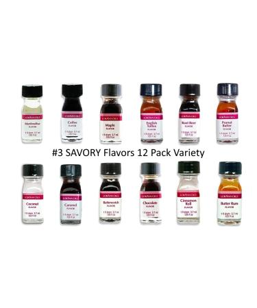 LorAnn SS Pack #3 of 12 Savory Flavors in 1 dram bottles (.0125 fl oz - 3.7ml) bottles