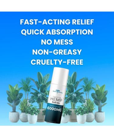 Medical Miracles Hemp Oil Roll On - Ideal Relief for Muscles HIPS Joints Neck Back Elbows Fingers Hands Knees | Made in USA (6000mg Roll-On) - Buy Online on GoSupps.com