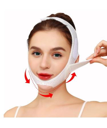 FUIPVGI Double Chin Reducer Face Strap V Line Lifting Mask Face Contouring Sleeping Mask Chin Strap V Shaped Mask Chin UP Face Lifting Belt for Women and Men Tightening Skin (White) (White)