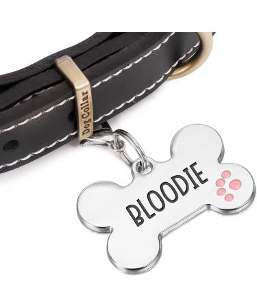 Natiform Personalized Engraving Pet ID Tag - Pink Bone Paw Print Dog Tag - Custom 4-Line Engraved Pet Name Tag - Durable Engraving - 1 Pack - Buy Online on GoSupps.com