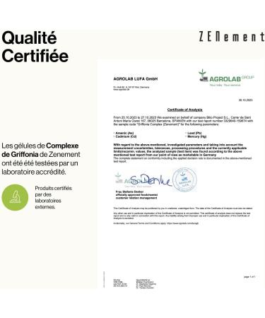 Griffonia with L-Tryptophan Saffron Extract Vitamins B6 B12 and Zinc - 120 Vegan Capsules - Laboratory Tested - Nervous System Psychological Function - No Additives No GMO - Zenement - Buy Online on GoSupps.com