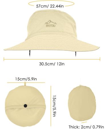 Brotou Sonnenhut - UV Protection UPF 50+ Foldable Safari Hat for Men & Women | Waterproof Hiking & Outdoor Summer Hat - M-XL Khaki - Buy Online on GoSupps.com