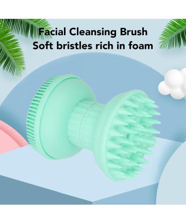 Dual Head Facial Cleansing Brush & Silicone Scalp Scrubber - Ergonomic Exfoliator for Skin & Hair Massage | International Shipping Available - Buy Online on GoSupps.com