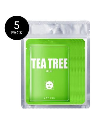 LAPCOS Tea Tree Sheet Mask 5-Pack - Korean Beauty Favorite for Daily Soothing, Acne Treatment, and Pore Clearing - Buy Online on GoSupps.com