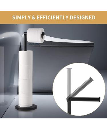 LAYUKI Free Standing Toilet Paper Holder in Matte Black Stainless Steel - Rustproof Bathroom Tissue Roll Stand - Buy Online on GoSupps.com