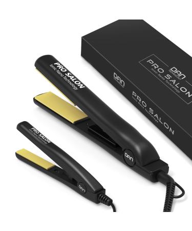 Professional Hair Straightener Set Fast Heating Ceramic Flat Iron Salon Ceramic Straightener Kit Multi-use for Hair Styling 110-240V Dual Voltage Full-size and Mini Flat Iron Set