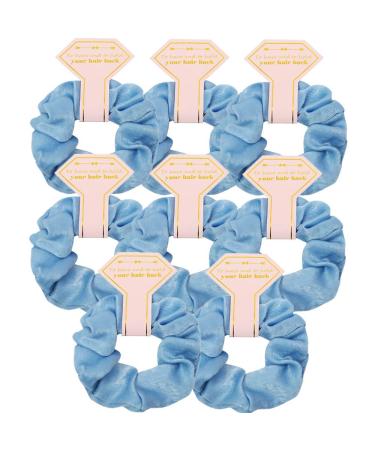 Satin Bridesmaid Scrunchies 8 pack Proposal Gifts Elastics Hair Ties Hair Scrunchies Bachelorette Party Favors Satin Bridesmaid Gift for Bridal Wedding Parties (Light blue)