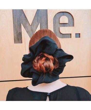 Kitsch Chiffon Dinner Hair Scrunchie - Elastic Hair Ties for Thick Hair | No Damage Hair Elastics | Holiday Gift Ponytail Holder - Black - Buy Online on GoSupps.com