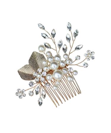 Angoily Beaded Hair Comb Flower Girl Hair Accessories Crystal Headpiece Wedding Hair Clip Flower Girl Headpiece Bridal Hair Hoop Hair Pin Tiara Wedding Hairpin Rhinestones Leaf Girl Child
