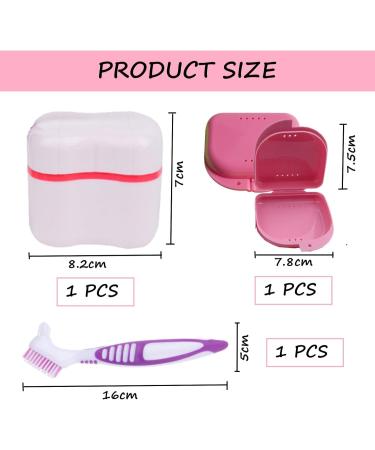 Buy Bukcyue Pink Prostheses Storage Box - Denture Case with Cleaner Brushes for False Teeth Storage & Cleaning - Buy Online on GoSupps.com
