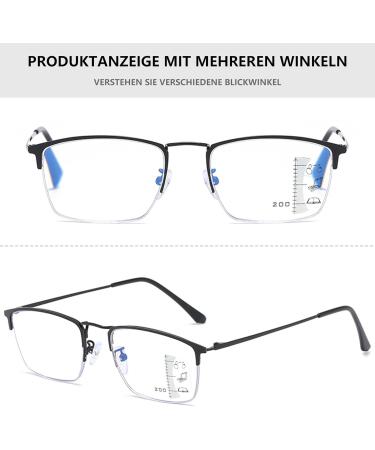 Lanomi Self-Tinting Progressive Glasses for Men - Photochromic Multifocus Blue Light Filter Reading Glasses with UV Protection - Black 1.5X - Buy Online on GoSupps.com
