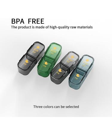 AM/PM Pill Organizer 7-Day Weekly Pill Box with 14 Compartments | Travel Medicine Organizer (Green) for Twice a Day Use - Buy Online on GoSupps.com