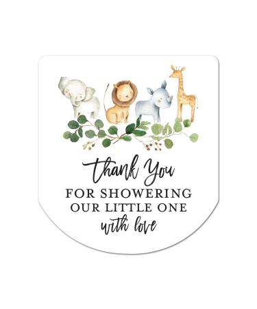 Baby Shower Hand Sanitizer Favor Stickers - Set of 60 Labels (Jungle Safari)