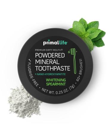 Primal Life Organics - Dirty Mouth Toothpowder  Activated Charcoal Tooth Cleaning Powder  Essential Oils with Kaolin & Bentonite Clay  200+ Brushings  Organic  Vegan (Black Spearmint  0.25 oz) Activated Charcoal Powder B...