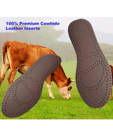 Brown Leather Insoles for Men | Thin Shoe Inserts for Dress Shoes & Sneakers | 2 Pairs - Black & Brown - Buy Online on GoSupps.com