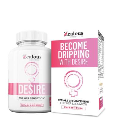 Zealous Nutrition Desire Female Enhancement Pills  5X Natural Mood Booster for Women - Increase Energy Vitality Reduce Dryness Balance Hormones PMS and Menopause Relief - 60 Caps