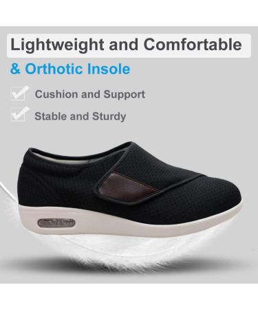 Women's Arch Support Diabetic Walking Shoes - Adjustable Closure, Extra Wide Width, Orthopedic Sneakers for Bunions, Pain Relief (Black, Size 9 Wide) - Buy Online on GoSupps.com