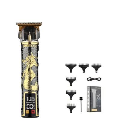 LCD Digital Display Electric Hair Clipper Oil Head Carving Electric Hair Clipper Hair Salon Household Electric Hair Clipper(Black Gold Medusa)