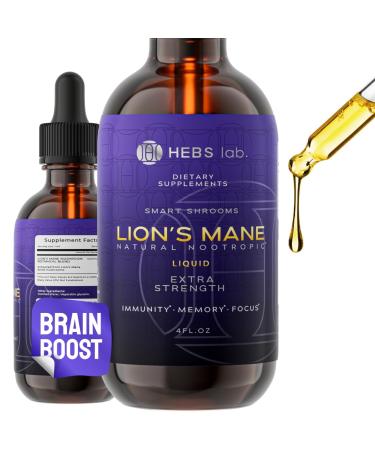 Lions Mane Mushroom Supplement - Organic Lions Mane Extract - Herbs Brain Supplement - Natural Lion's Mane Drops - Immune Defense - Made in USA - Memory Supplement for Brain 4 Fl Oz
