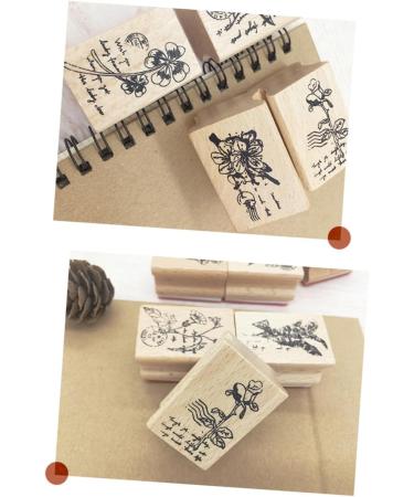 Lurrose 12 Pcs Vintage Decor Plant Vintage Stamps Wood Seal Stamp Ink Child Fleeting Time - Buy Online on GoSupps.com
