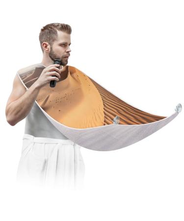 Desert Landscape Beard Bib Apron Beard Hair Catcher for Men Shaving Fathers Day Anniversary Christmas Gifts for Dad Husband Beard Bib with 2 Suction Cups