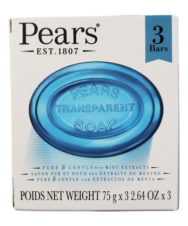 Pears Soap with Mint Extract  3.5 Ounce Bars  3 Each