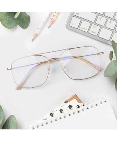LINVO Classic Metal Frame Glasses for Men & Women - Vintage Silver Aviator Style - Non-Prescription Fashion Eyewear - Buy Online on GoSupps.com