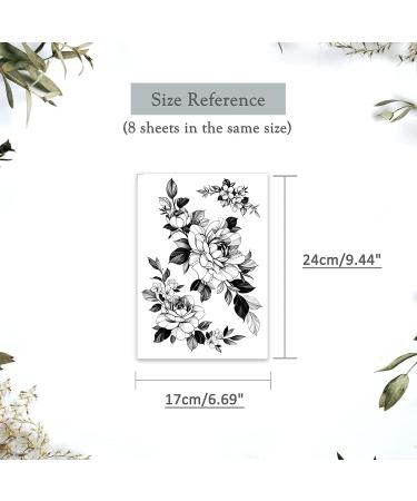 Roarhowl Tattoo Rose Set - 8 Large Flower Temporary Tattoos for Women | Exquisite Designs by Real Tattoo Artists - Buy Online on GoSupps.com