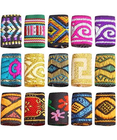 Dreadlock Beads 15 Pcs Fabric Dreadlock Bead Cloth Braiding Hair Accessories Colorful Hair Tube Beads for Braiding Hair Decoration