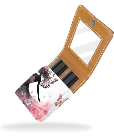 Buy Forest Elf Butterfly Girl Leather Lipstick Case - Mini Organizer with Mirror & Lip Gloss Holder - Buy Online on GoSupps.com