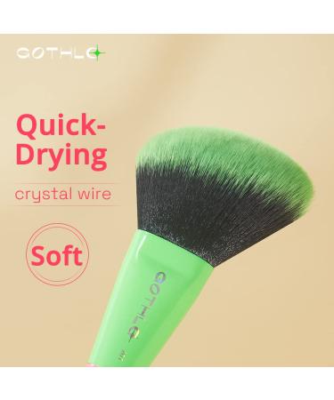 GOTHLO Pink Rainbow Makeup Brush | Professional Rounded Slant Brush for Blush Bronzer Contouring | Portable Neon City Kabuki Brush for Travel - Buy Online on GoSupps.com